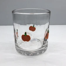 Anthropologie Icon Dupe Pumpkin Glass Fall Halloween Clear Thick Rocks Glass