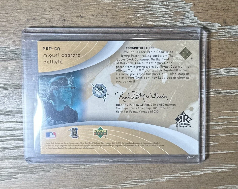Miguel Cabrera 2005 Marlins Patch Card /80 Upper Deck Fabric Reflections - Image 2 of 2