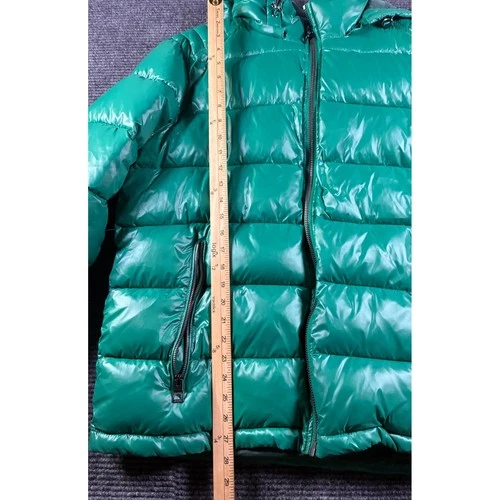 Guess Mens Green High Shine Puffer Jacket Detachable Hood XL NEW image 3