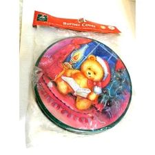 Vintage Christmas House Teddy Bear Stove Burner Covers SET OF 2 New
