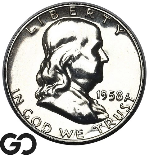 1958 Franklin Half Dollar PROOF, Stunning PR++