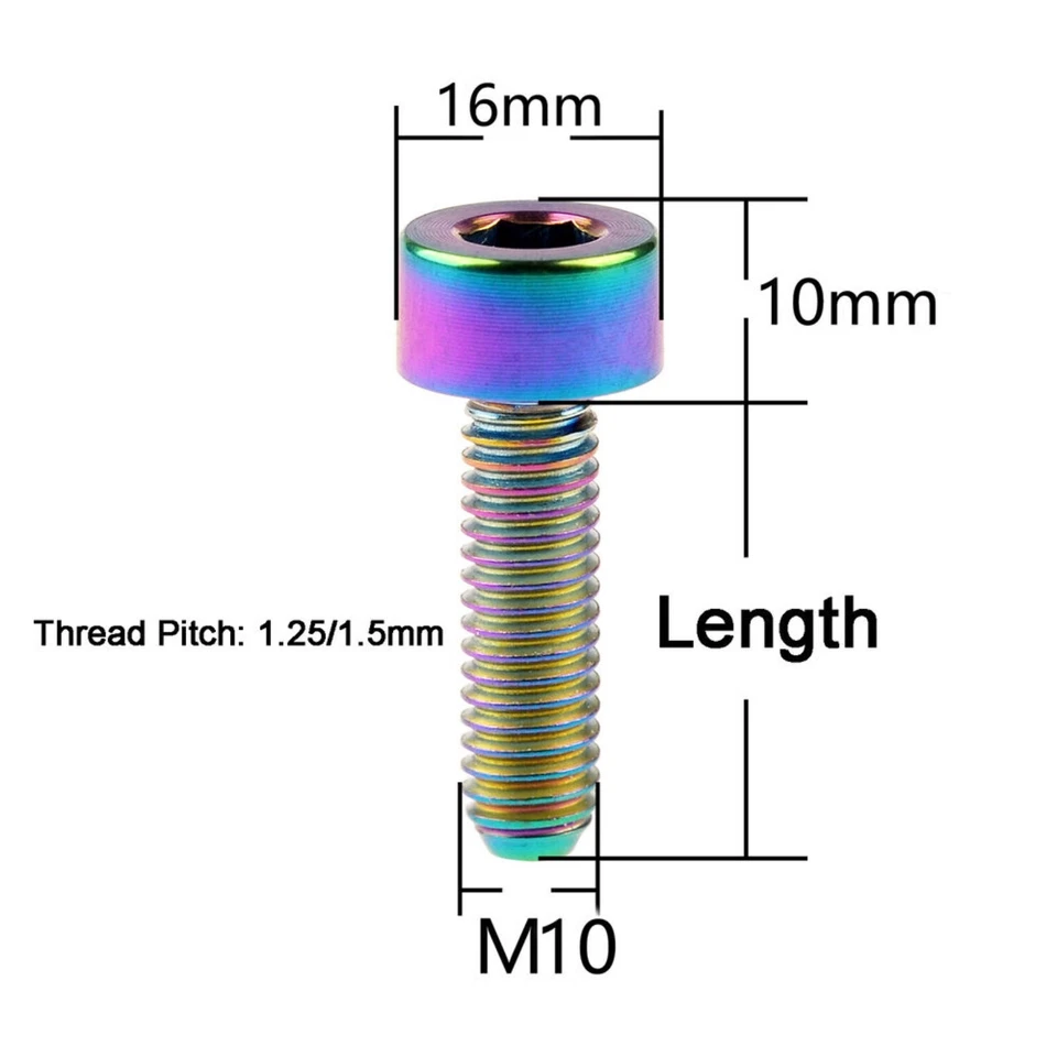 Titanium Ti Bicycle M10x20/25/30/35/40-60mm Screws Allen Hex Socket Head Bolts - Image 3 of 4