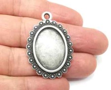 Oval Charm Bezel Resin Blank inlay Mounting Mosaic Pendant Frame Cabochon Base