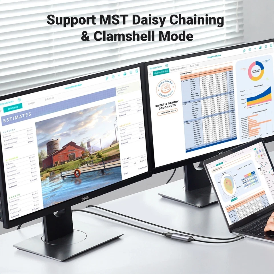 UGREEN USB C to 8K Displayport 1.4 Adapter 60Hz 32.4Gbps For Macbook iPad iPhone - Image 3 of 4