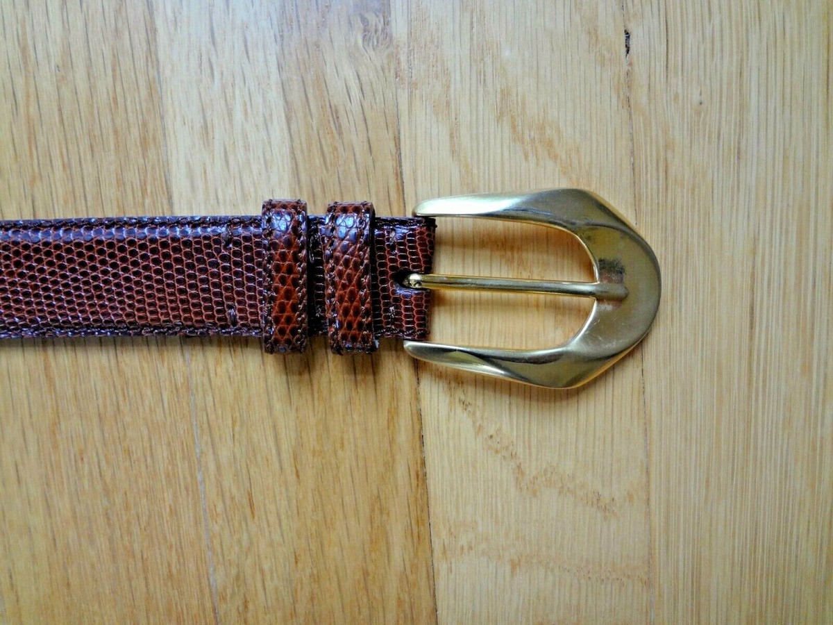 Vintage Italian Cognac Lizard Skin Belt By De Vecchi, Hamilton Hodgi Size L (IT) flz-cgnc-cgnc.jpg?v=1722896319 main image 4