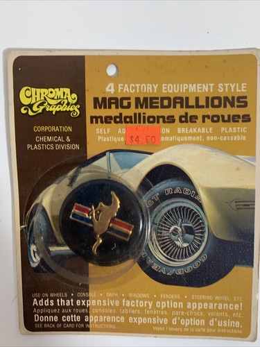 NOS NOC Chroma Graphics mag medallions, wheel center cap stickers Ford Mustang - Picture 3 of 5