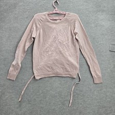 Lululemon Women Sweater 8 Pink Tied To You Merino Wool Lace Up Long Sleeve READ