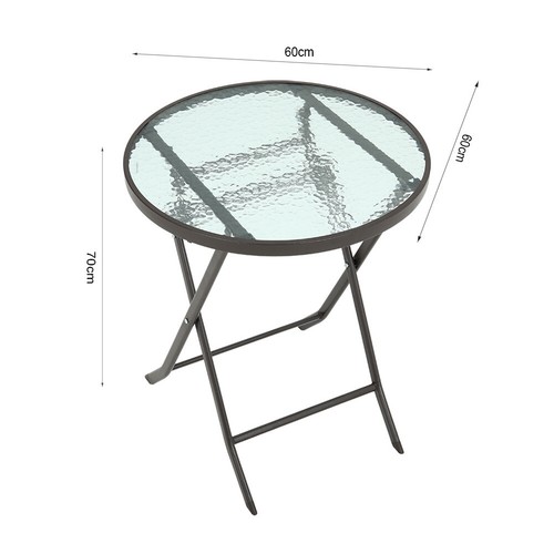 S L Glass Outdoor Table Round Bistro Garden Patio Side Bar Tables w