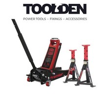 Image of Sealey 3040ARCOMBO Trolley Jack 3t & Axle Stands (Pair) 3t per Stand Combo