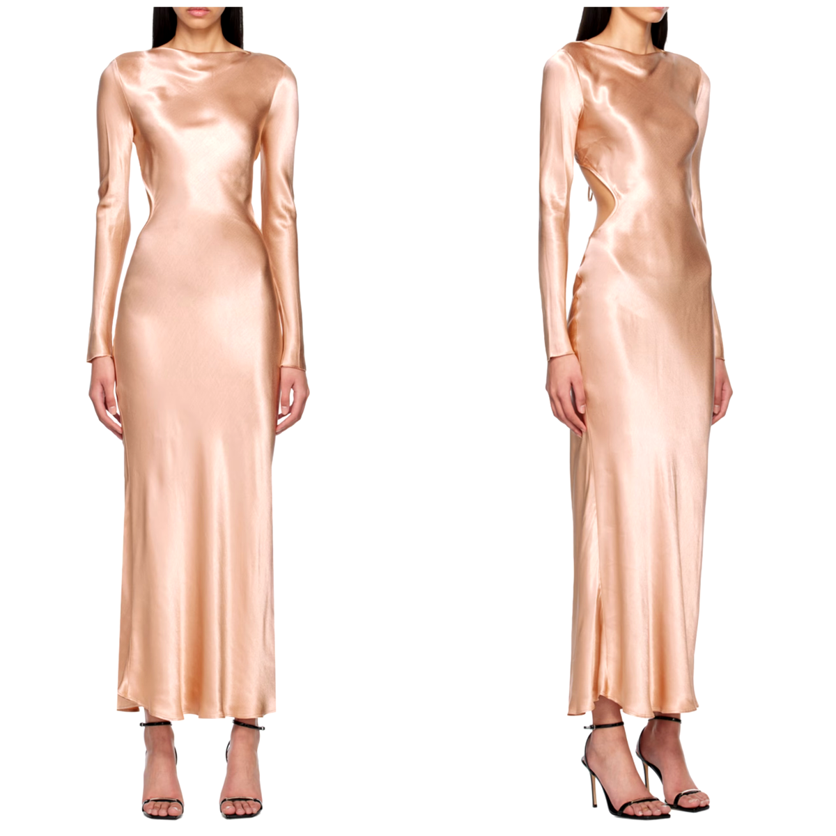 NEW Bec & Bridge Maxi Dress Womens 2 Satin Open Back Gown Rose Gold Luxury  | eBay