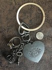 Old Vintage Juicy Couture Logo Heart Clip Rhinestones Bag Ring,Key Chain Charm — photo 1