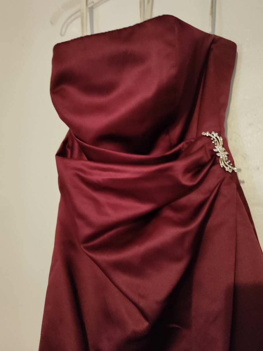 David's Bridal Satin Bridesmaid Dress With Side Drape Brooch Style