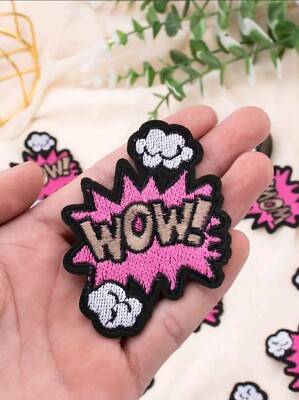 Wow bestickt Applikation DIY Bügelbild Patch Deko Abzeichen Stickerei Geschenk 