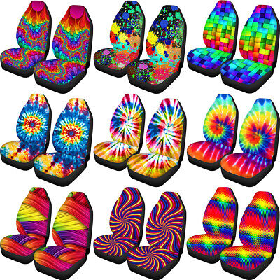 2 Pcs Set Tie Dye Design Universal Car Seat Covers Front Seats Only For Women - Tie Dye Car Seat Covers Full Set