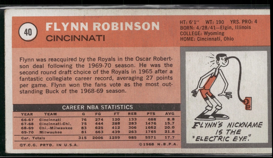 1970-71 Topps #40 Flynn Robinson - Image 2 of 2