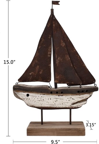 15 H Sail Boat Decor Display Rustic Nautical Beach Theme Room Decor Nautical... - Picture 5 of 7
