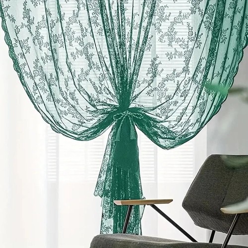 Gauze Lace Sheer Curtain Embroidered Tulle Curtain Window Drapes Living Room - Picture 7 of 16
