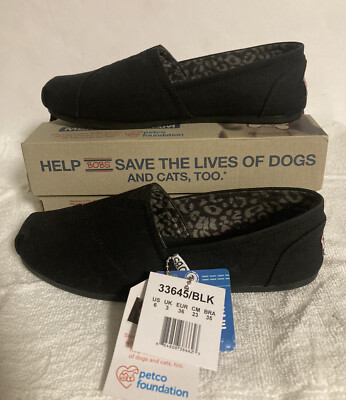 BOBS Skechers Women's Plush Peace and Love Flats Shoes Black, Wide Fit 