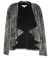 VINTAGE ELLEN TRACY DESIGNER BLACK  WHITE LINED OPEN FALL/WINTER JACKET - XL