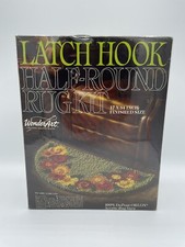 VTG WONDERART LATCH HOOK Half- Round RUG KIT Garland Floral Design, New In Box