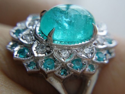 Simulated 6.52 TCW Paraiba Tourmaline & Sapphire Women's Ring In 935 Silver - Picture 2 of 8