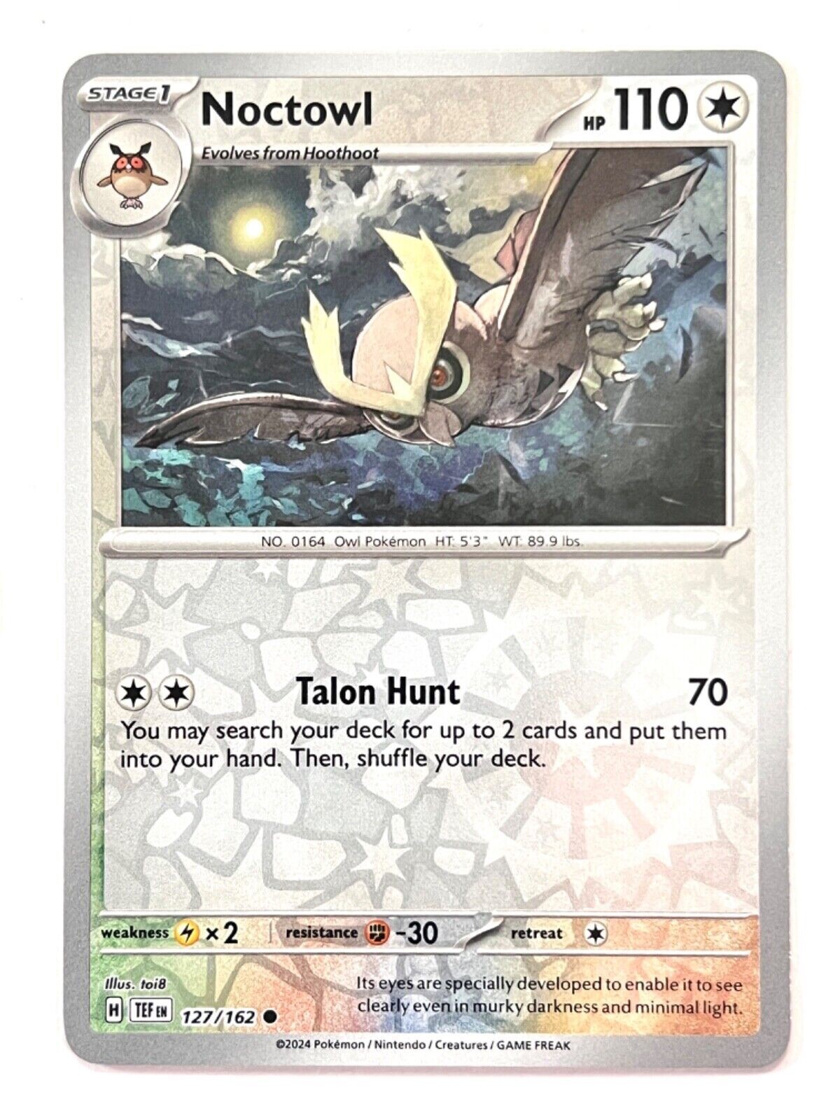 Pokemon -  Noctowl 127/162 - Reverse Holo - Temporal Forces - NM/M