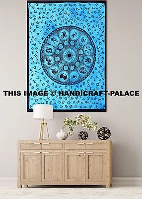 Tapisserie Horoscope Indien Zodiaque Astrologie Murale Décor Hippie Pour Dortoir - Photo 1/4