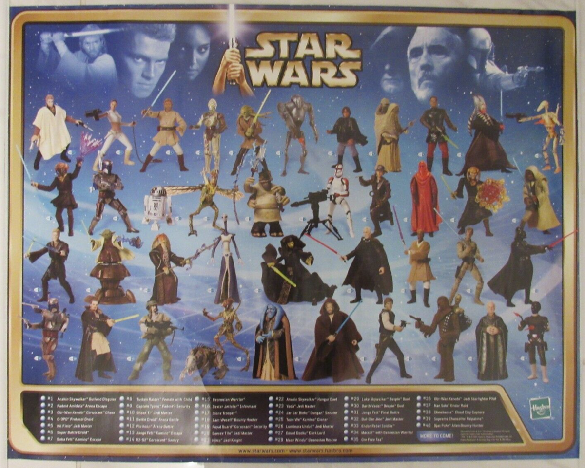 STAR WARS コレクション写真付き Star Wars Attack of the Clones 2002 Hasbro Checklist Poster 18