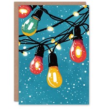 Holiday Fairy Lights And Winter Snow Fall Christmas Fun Gift Festive Xmas Card
