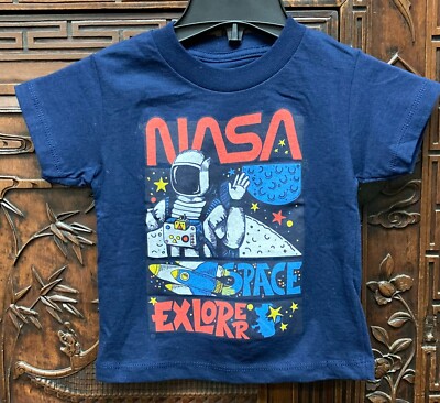 New Jem Little Boys NASA Space Explorer Short Sleeve T-shirt, Navy, Size 