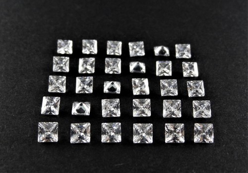 White CZ Square Princess Cut Stones SIZE CHOICE Cubic Zirconia Loose Gemstones - Picture 2 of 5