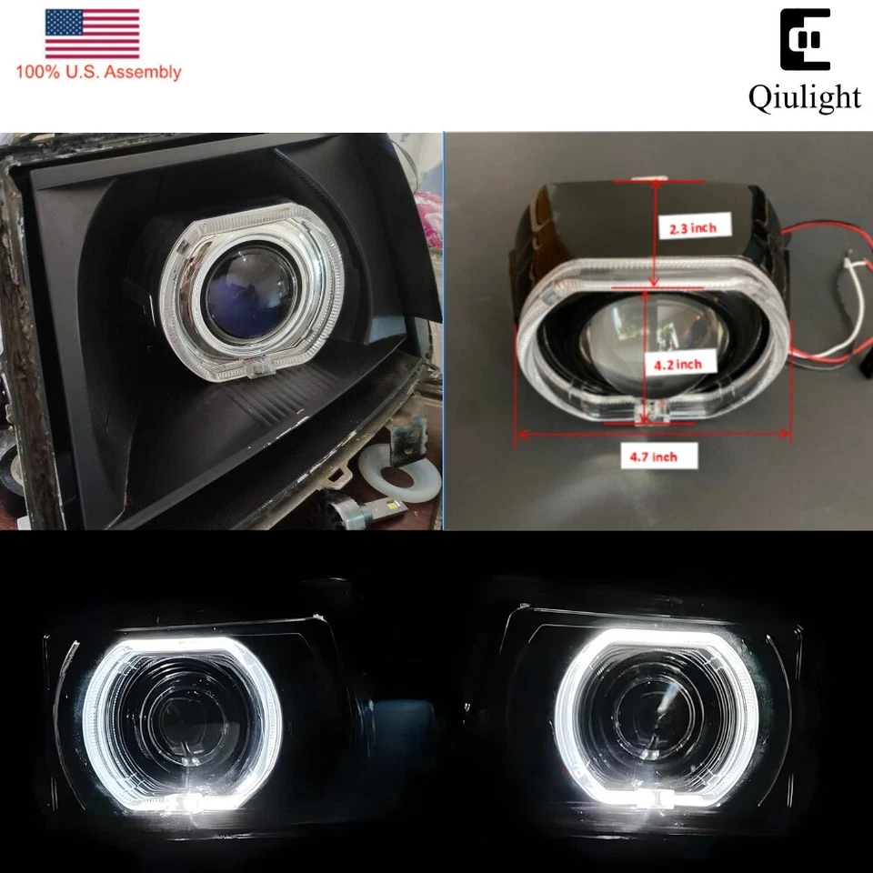 3.0" BI Xenon HID Projector Lens with Square DTM Halo Ring Silver Chrome Housing - Image 4 of 4