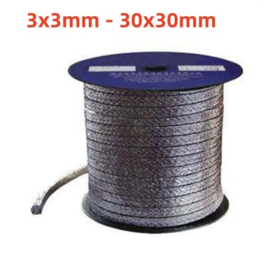 Square Gland Packing Graphite Seal Cord Rope for Pump Shaft Stem 3x3mm - 30x30mm