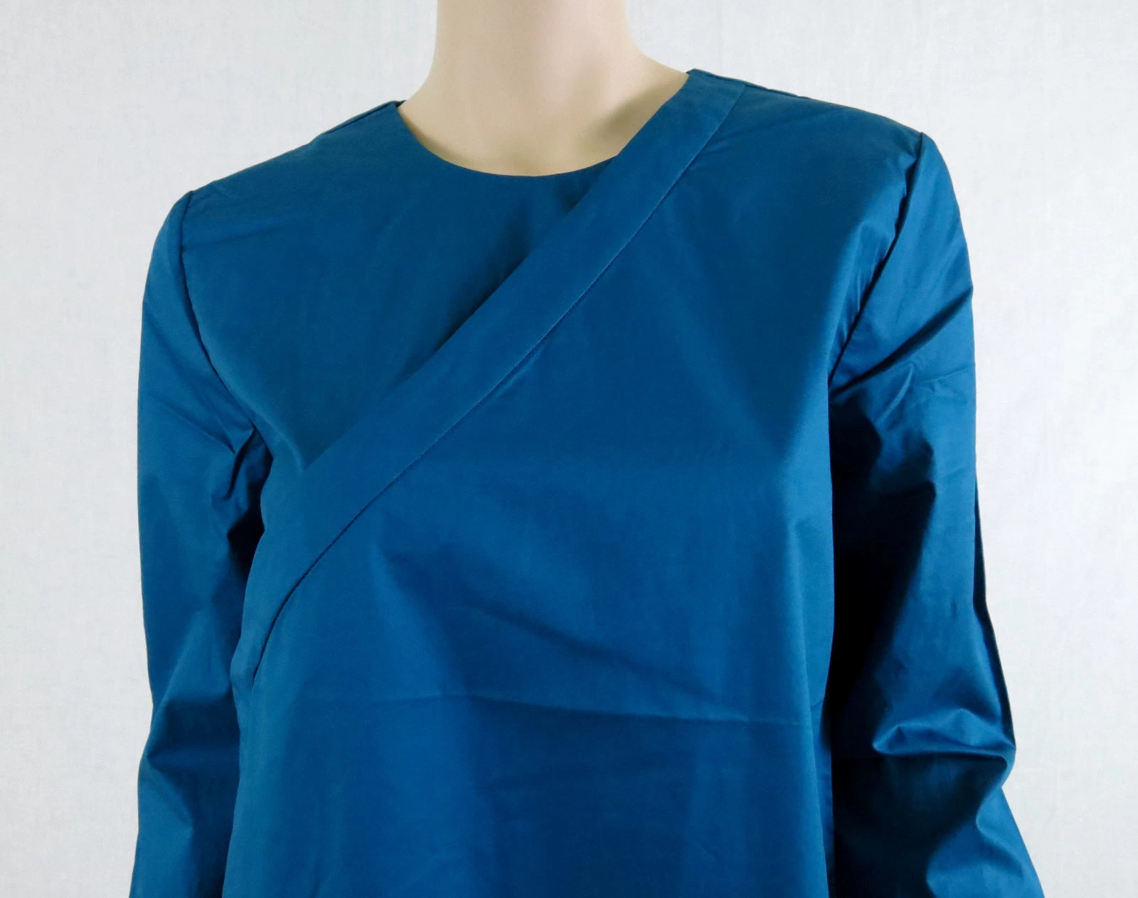 KATE SPADE SATURDAY abito camicia incrociata manica lunga cotone blu M
