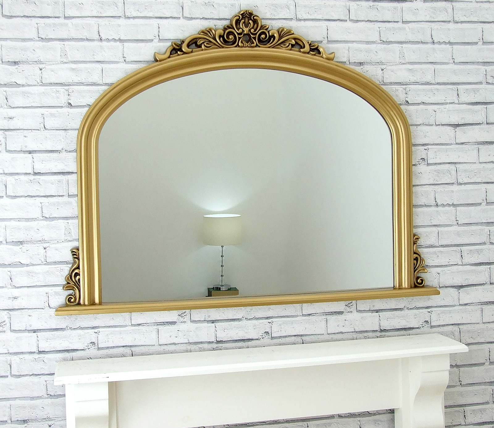 Reading Antique Gold Ornate Arched Overmantle Wall Mirror W122cm x