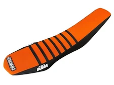 2019-2022 KTM 690 Enduro/SMC R Seat Cover BLACK & ORANGE w BLACK RIBS LOGO #232