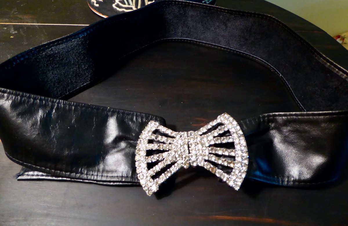 Fabulous Vintage Black Leather Bedazzled Belt 50158-women-s-western-  main image 2
