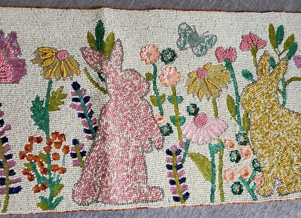 Corredor de mesa con cuentas de Pascua pastel conejito mariposa floral nuevo Foto 2 de 4