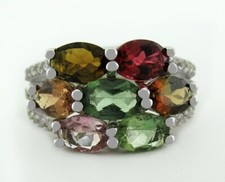 GENUINE GEMSTONES COCKTAIL RING .925 SILVER New With Tag SIZE 7