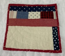 Patchwork Quilt Small Table Topper, One Patch, Red, White, Blue