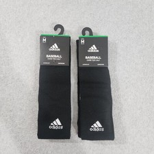 Adidas 2 Pairs Baseball Socks Over the Calf Mens M Black Aeroready Compression