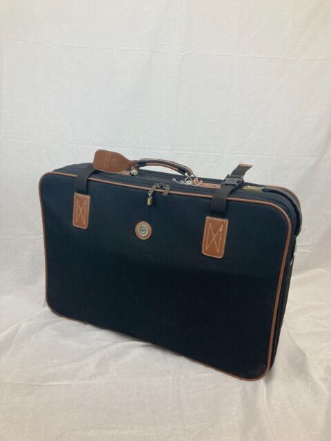 Carlton - Vintage Large Black Canvas Suitcase