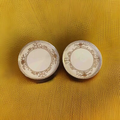 Noritake M Japan Hand Painted Raised Gold Trim Bread Cake Plate Set of 2