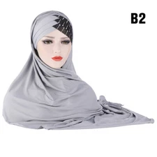 Women Muslim Scarf Hijab Amira Islamic Plain Shawls Full Cover Wrap Headscarf