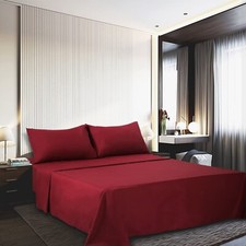 1000 TC Egyptian Cotton Bedding 4 PC Sheet Set Burgundy Colour UK King