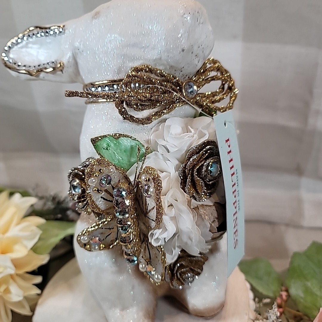 Jeweled Rabbit Embellished Rhinestones Flowers Butterfly Easter Spring