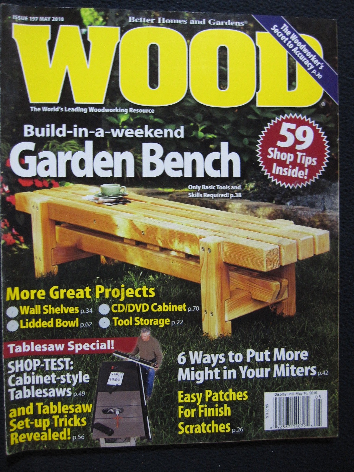 WOOD Magazine May 2010 Issue 197 Weekend Garden Bench Project Single Issue