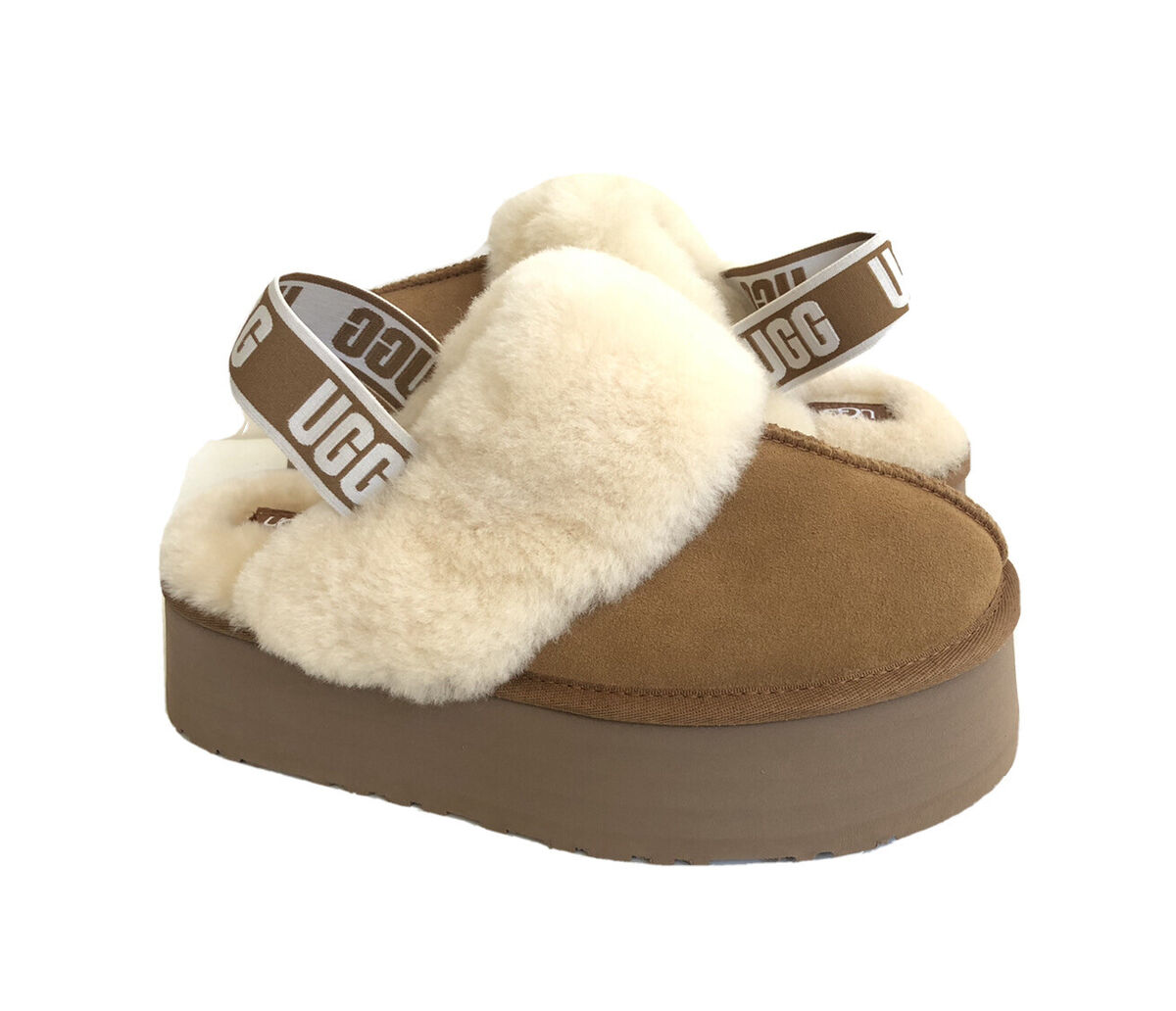 UGG FUNKETTE SLIDE CHESTNUT STRAP PLATFORM SANDALS US 9 / EU UGG FUNKETTE SLIDE CHESTNUT STRAP PLATFORM SANDALS US 9 / EU