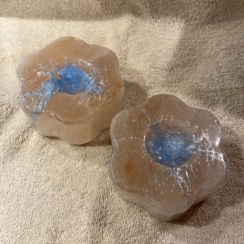 2 The 5th Element Himalayan Crystal Salt Holder- Tea Light Flower - Hand Carved