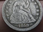 1858 P Seated Liberty Silver Dime- Philadelphia, Fine/VF Details